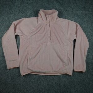 Spyder Sweatshirt Women Large‎ Pink Snap Neck Waffle Knit Pullover Pocket Fleece